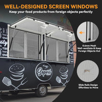 Garvee Concession Window, 60" W x 40" H Food Truck Service Window, Aluminum Alloy Serving Window with 2 Horizontal Sliding Screen Windows & Awning Door  (Glass Not Included)