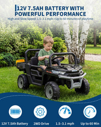Garvee 12V Kids Ride on Dump Truck with Parent Remote Control, Single Seater Electric Farm Truck for Kids, Powered Dump Bed, Double Opening Doors, Suspension, LED Lights, MP3 & Horn,Black
