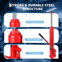 Garvee 8 Ton Hydraulic Long Ram Jack with Single Piston Pump & Clevis Base for Engine Hoists, Garage Cranes, Farm Use, Adjustable 24.8"-43.7", Heavy Duty Steel