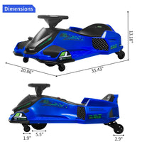 Garvee Ride - G Series: 24V Drift Go-Kart for Kids: Quality Metal, 7.5mph, LED, Music, for 8-12 Years Old - Blue