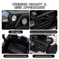 Garvee Ride - P Series: 12V Kids Ride On Truck Car w/Parent Remote Control, Spring Suspension, Led Lights,3 Speed Adjustable, Kids Gift for Boys and Girls - Black