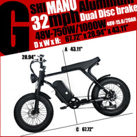 Garvee Electric Mountain Bike for Adults | 20" x 4.0 Fat Tires, 1000W Motor, 48V 20Ah Removable Battery, Max Speed 20MPH, Shi Mano 7-Speed for Off-Road Adventures