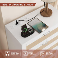 Garvee 5 Drawer Dresser Rattan Dresser, Tall Chest of Drawers, Wood Dresser for Bedroom, Closet, Living Room, Hallway