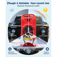 Garvee Upgraded 16 Gallon Gas Tank, Heavy-Duty Fuel Can with Manual Transfer Pump, 10FT Hose, and Casters, Leak-Proof Portable Gas Container for Lawn Mowers, Tractors, Boats, and Snow Blowers, Red