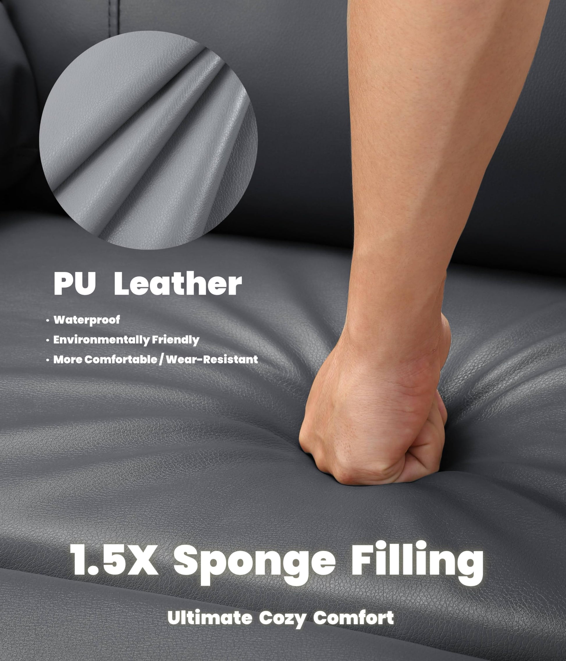 Garvee Oversized Wide Rocker Swivel Recliner Chair - PU Leather Large Manual Recliner for Adults, Ultimate Comfort Lazy Boy with 1.5X Sponge Filling and Easy Recline Mechanism for Relaxation