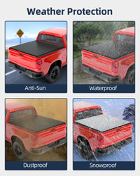 Garvee Soft Quad-Fold Tonneau Cover - Fits 2014-2018 Chevrolet Silverado/Sierra 1500 with 6.6 FT Bed, Folding Truck Bed Cover with Aluminum and PVC Construction, Black