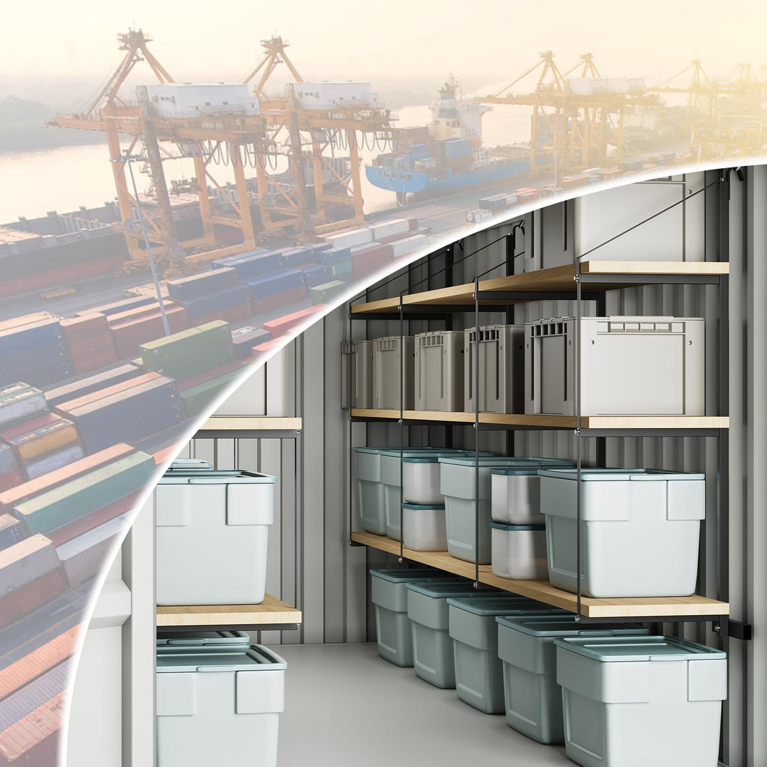 Garvee 2PCS Shipping Container Shelving Brackets, 3-Tier 22''D x 60''H Black Powder Coated Steel Shelf Support for Cargo Storage, Easy to Hang and Remove for Heavy Duty Containers, Workbenches