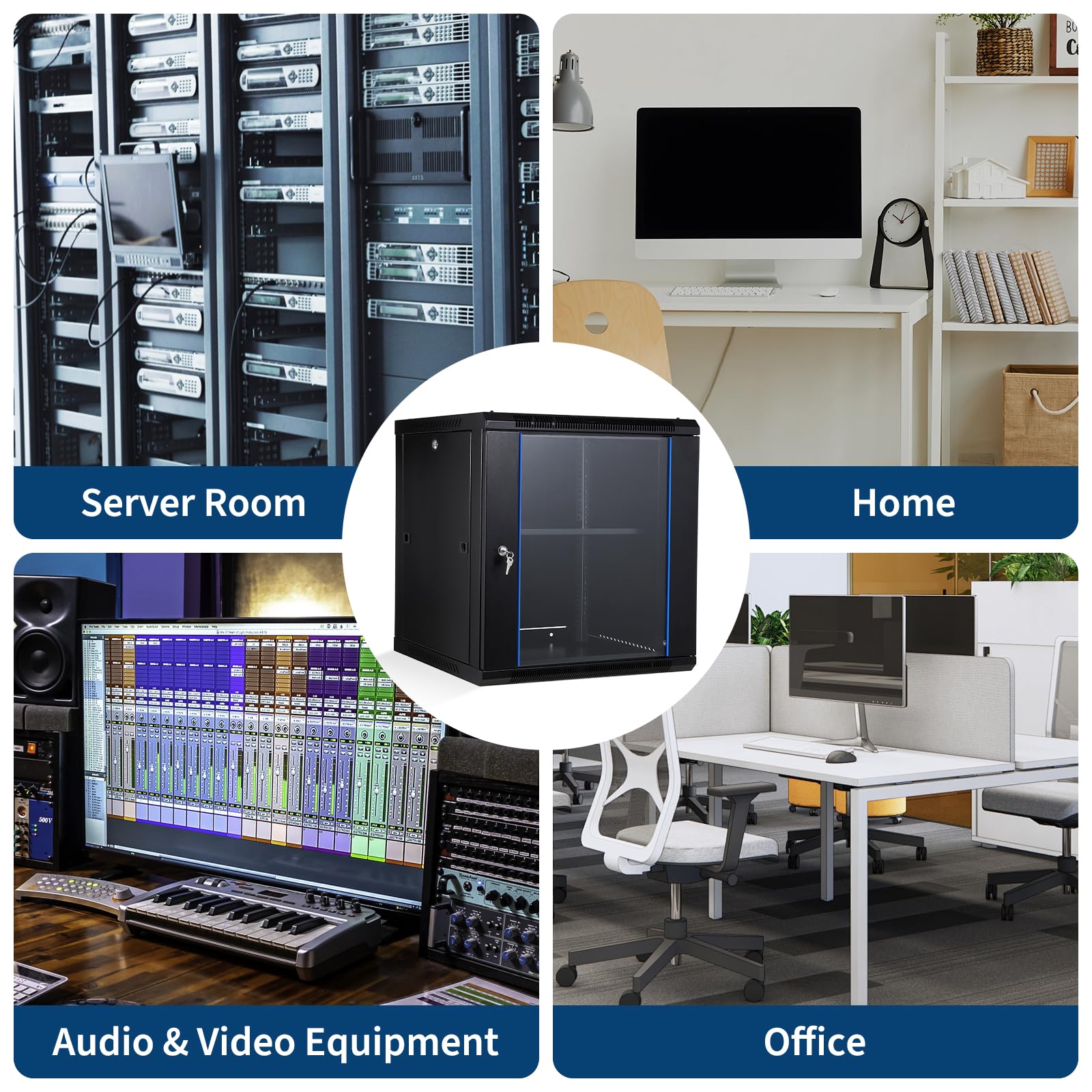 Garvee 12U Wall Mount Network Cabinet - 23.6" Deep Server Rack Enclosure with Locking Glass Door & Removable Side Panels, IT/AV Equipment Rack for Secure Data and Audio-Visual Installations