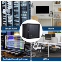 Garvee 12U Wall Mount Network Cabinet - 23.6" Deep Server Rack Enclosure with Locking Glass Door & Removable Side Panels, IT/AV Equipment Rack for Secure Data and Audio-Visual Installations