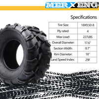 Garvee 18x9.5-8 ATV Tires, 4PR All Terrain Tubeless, Pack of 2, for ATV UTV Trail Sand Mud Off-Road
