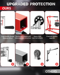 Garvee 2-Ton Hydraulic Engine Hoist Crane with 6-Wheel Stability, Folding Design, Military-Grade Steel, Locking Brakes, Adjustable Boom - Garage & Workshop, Red