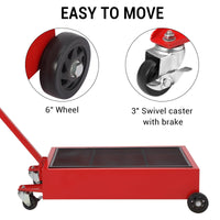 Garvee Oil Drain Pan 25 Gallon Oil Drain Tank with Switch, 95L Oil Change Pan, Large Capacity Oil Change Pan, Folding Handle, Swivel Casters Wheels, Rolling Oil Drain Cart for Trucks, Buses, RVs