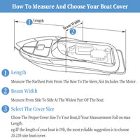 Garvee Heavy Duty 300D Marine Grade Waterproof Polyster Canvas,PU Waterproof Boat Cover,Fits 17-19ft V-Hull, Tri-Hull, Fishing Boat, Runabout, Bass Boat with Tightening Straps