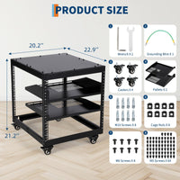 Garvee 10U Open Frame Server Rack, 23''-40'' Adjustable Depth, Wall Mount & Free Standing Network Rack with 4 Lockable Casters & 2pcs 1U Server Rack Shelf, Holds All Your IT/AV Equipment Rack