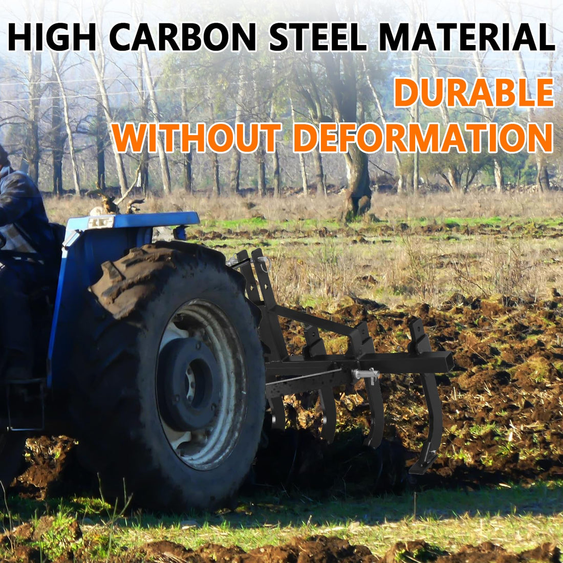 Garvee 48 Inch Plow Scarifier, Removable Tractor Cultivator, 6 Scarifier Shanks, 3 Point Scarifier for CAT-0 & CAT-1