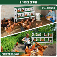 Garvee Nesting Boxes for Chickens, 10 Compartment Chicken Nesting Box with Elevated Metal Legs, Metal Chicken Laying Boxes with Perch, Secure Lid, Versatile Wall Mount or Free Standing for Hens, Green