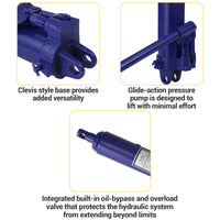 Garvee 3 Ton Long Hydraulic Ram Jack with Handle, Hydraulic Long Ram Jack Engine Lift Hoist Manual Cherry Picker Compatible with All Terrain Vehicle