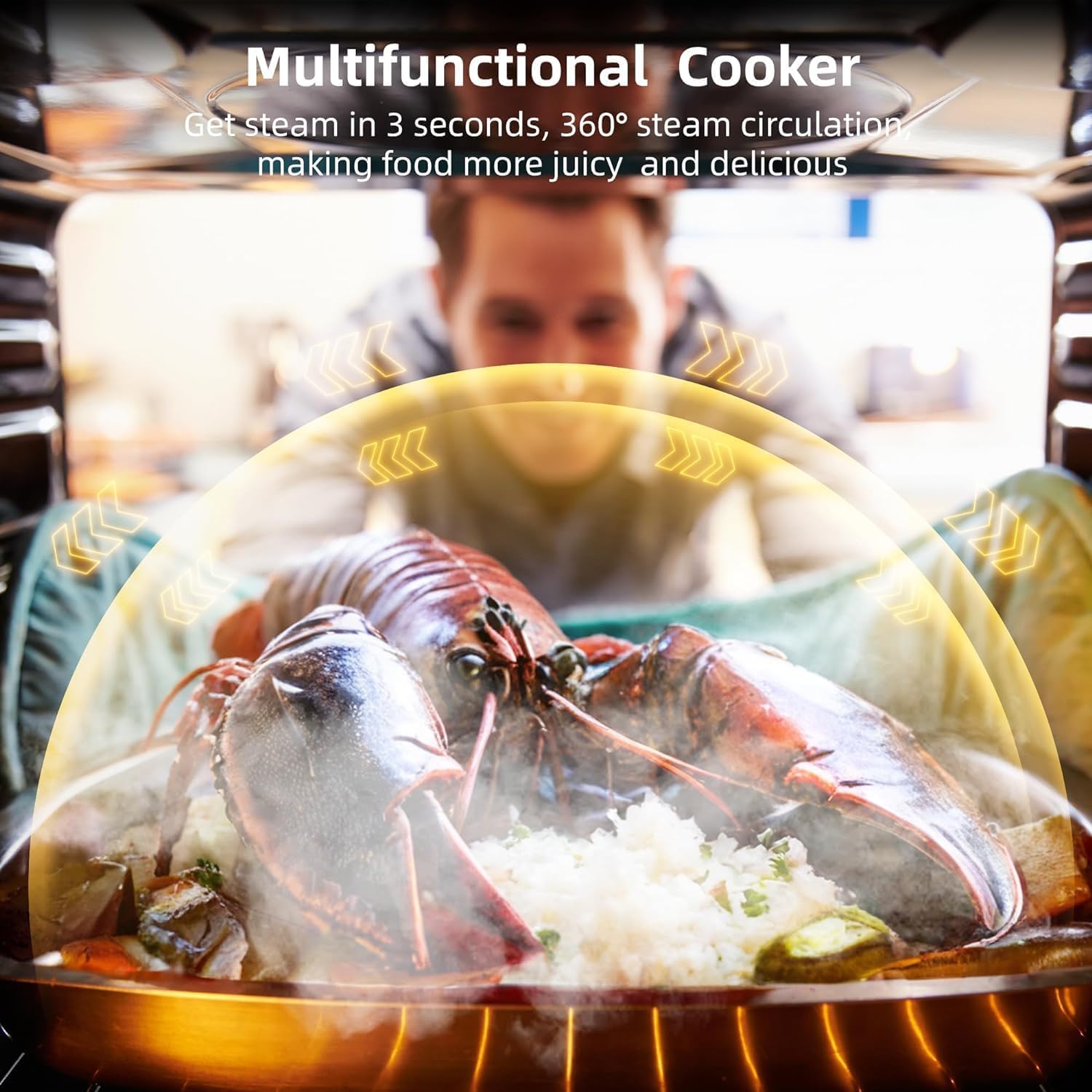 Garvee 24 Inch 70L Convection Oven,Built-in Electric Oven with 108 Smart Menu & 8 Baking Modes Air Frying Function,  Touch Control, 3D Heating,3000W