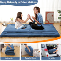 Garvee Futon Mattress Japanese Floor Mattress Full Size, Roll Up Sleeping Mattress for Floor, Japanese Style Floor Bed Foldable Floor Mattress Tatami Mat for Camping Travel, Navy Blue