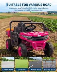 Garvee 12V Kids Ride on Dump Truck with Parent Remote Control, Single Seater Electric Farm Truck for Kids, Powered Dump Bed, Double Opening Doors, Suspension, LED Lights, MP3 & Horn,Rose Red
