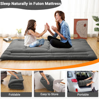 Garvee Futon Mattress Full Size, Foldable Sleeping Mattress Tatami Mattress for Adults, Roll Up Japanese Style Floor Bed Dormitory Floor Mattress for Rv Travel Camping, Dark Grey