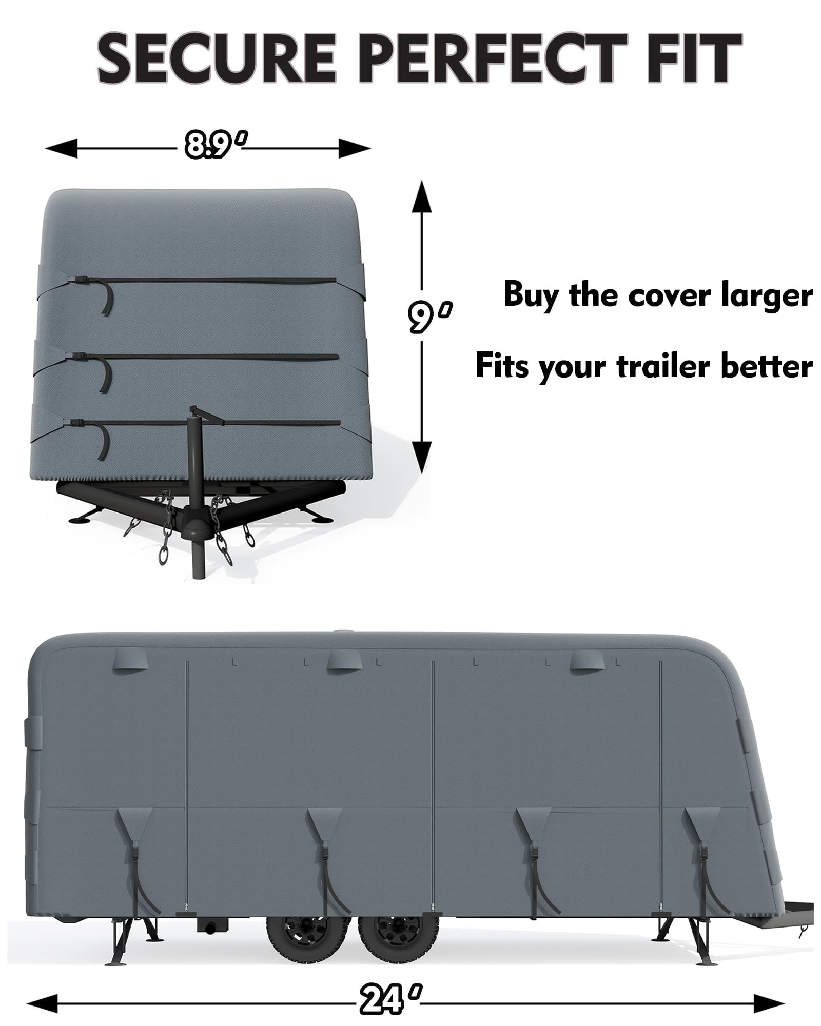 \Garvee 6-Layer Heavy-Duty RV Cover - Waterproof Windproof Travel Trailer Cover with Breathable Top, Tire Covers, and Accessories, Fits 21'-24' Motorhomes & Campers