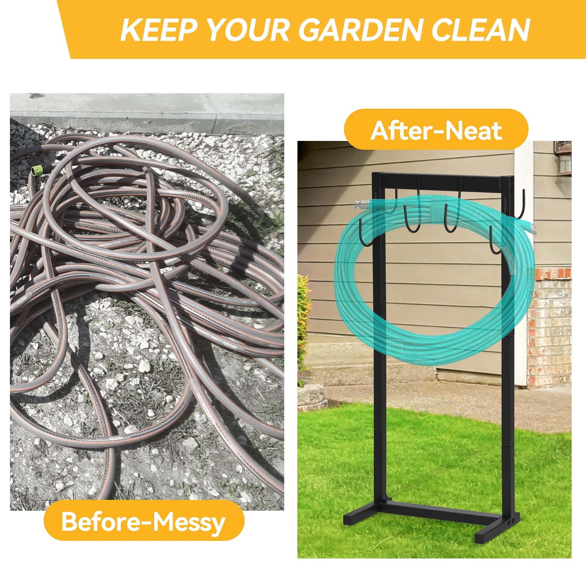 Garden Hose Holder Water Hose Holder with 6 Hooks - GARVEE