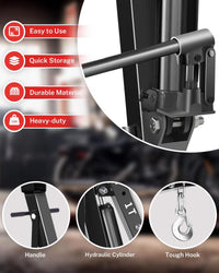 Garvee 2-Ton Hydraulic Engine Hoist Crane, 4400 lbs Folding Heavy-Duty Cherry Picker with Lever, 6 Locking Wheels, and 4 Boom Positions for Truck/SUV Engines, Garage, Workshop, and Industrial Lifting, Black