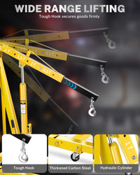 Garvee 2-Ton Hydraulic Engine Hoist Crane, 4400 lbs Folding Heavy-Duty Cherry Picker with Lever, 6 Locking Wheels, and 4 Boom Positions for Truck/SUV Engines, Garage, Workshop, and Industrial Lifting, Yellow
