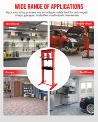 Garvee Hydraulic Press 20 Ton H-Frame Adjustable Shop Press With Stamping Plates For Garage Floor, Black, Heavy Duty