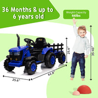 Garvee Ride - P Series: 12V Remote Control Tractor for Kids with 7-LED & Safety Belt - Blue