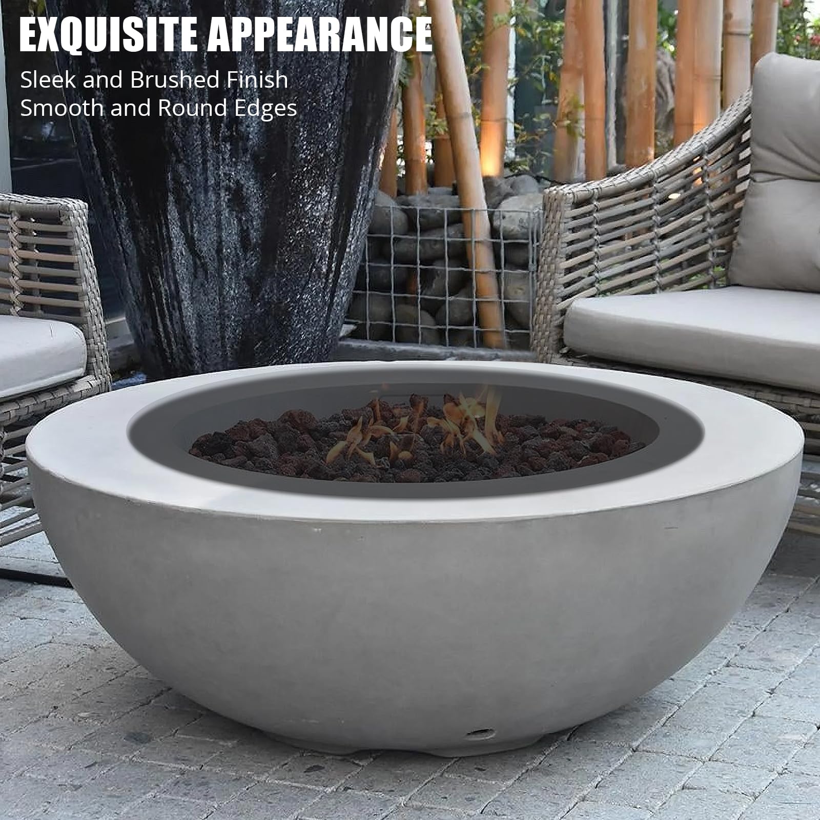 Garvee Fire Pit Cover - Compatible with Bonfire, Round Stainless Steel with Handle, Fits Inset Fire Pit, Perfect for Outdoor Patio Camping,28 * 28inch,Black