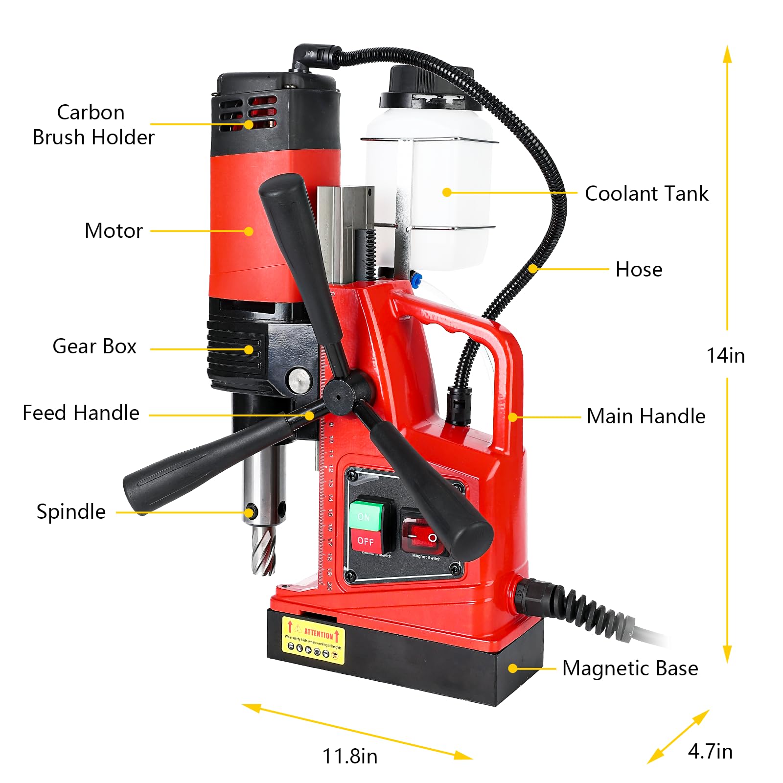 Garvee Magnetic Drill Press - 1300W 810RPM Portable Mag Drill, Magnetic Core Drilling Machine for Metal Working, Industrial Home Improvement