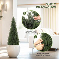 Garvee Artificial Cedar Topiary Trees for Home Decor 3ft(2pcs) Fake Cypress Trees Potted Faux Evergreen Plants for Outdoor Indoor Front Porch Garden Set of 2