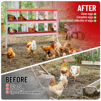 Garvee Nesting Boxes for Chickens, 10 Compartment Chicken Nesting Box with Elevated Metal Legs, Metal Chicken Laying Boxes with Perch, Secure Lid, Versatile Wall Mount or Free Standing for Hens, red