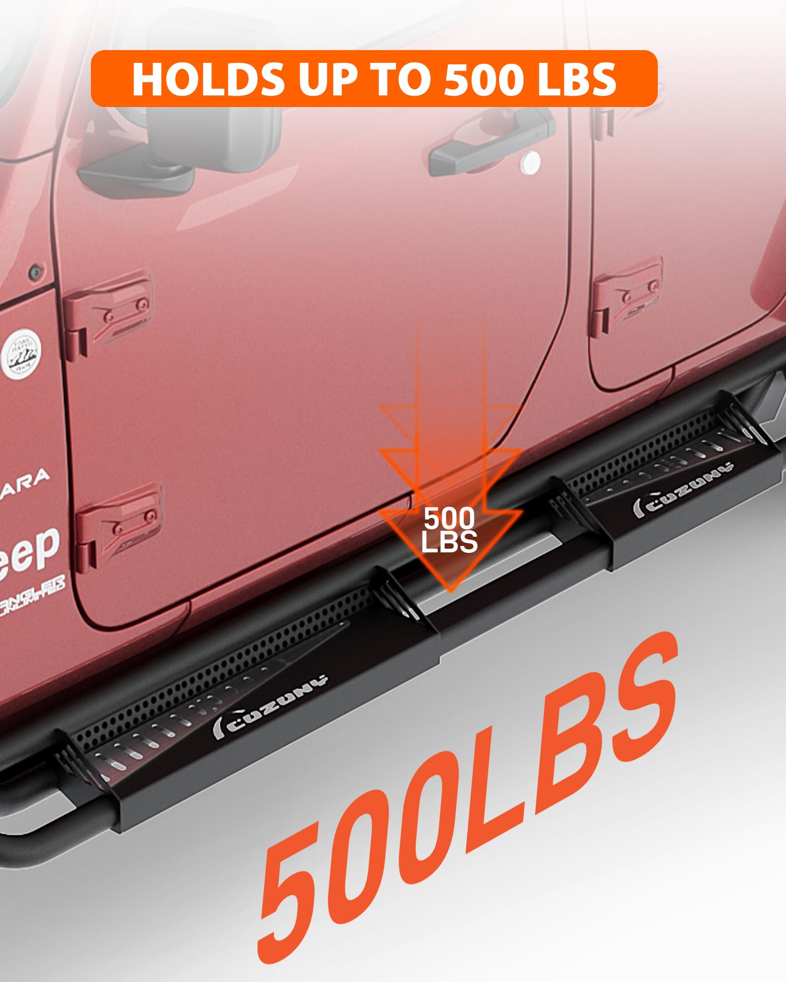Garvee 6" Drop Running Boards, Black Powder Coated Side Step Bars, Fits 2018-2025 Jeep Wrangler JL 4 Door