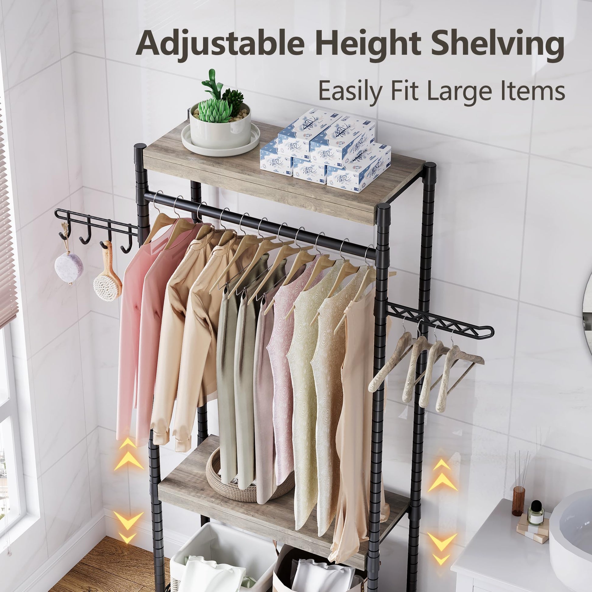 Garvee Over The Washer and Dryer Storage Shelf- Laundry Room Organization Space Saving Laundry Drying Clothes Racks Heavy Duty Adjustable Height Bathroom Shelf for Home Decor (Metal, 30" A)