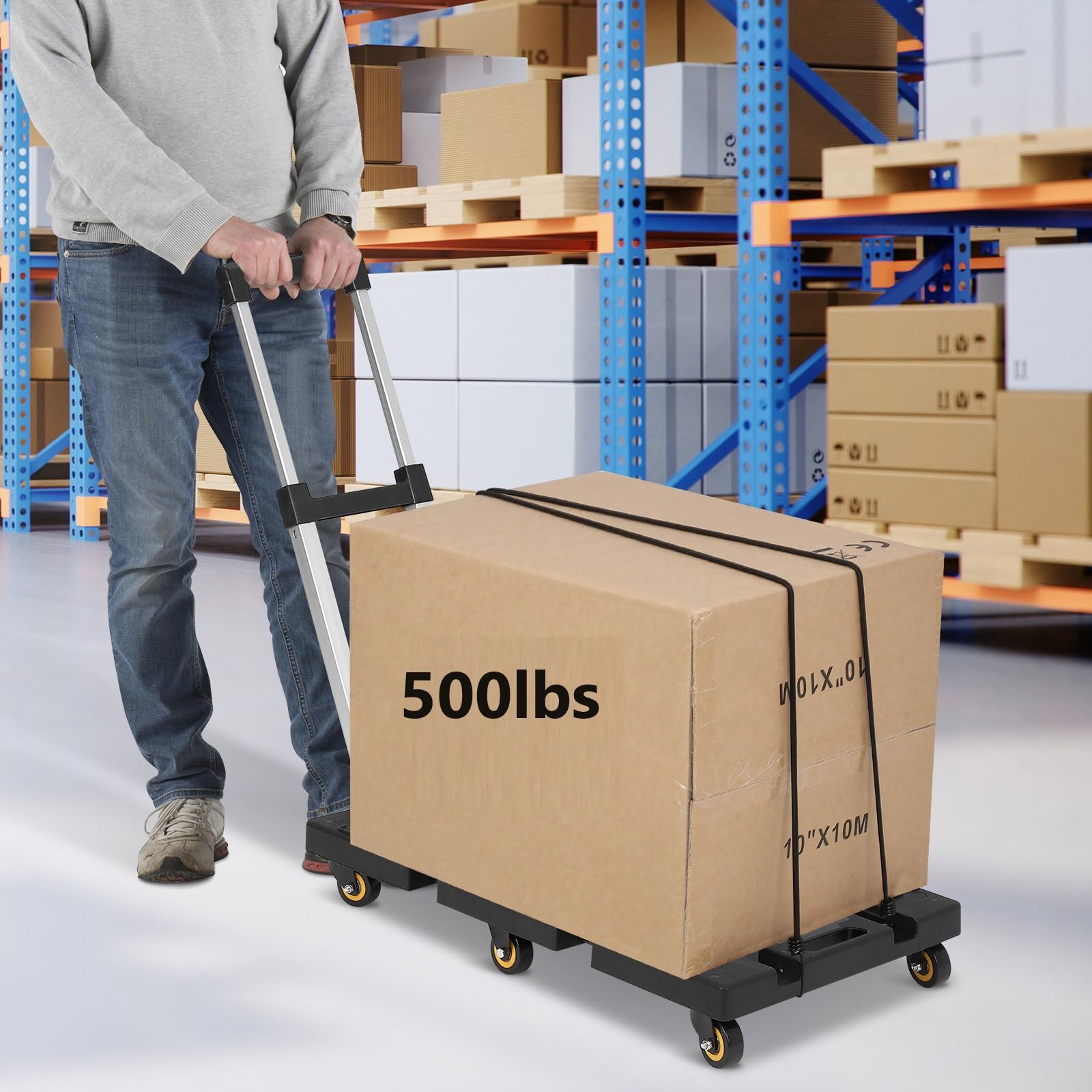 Garvee Folding Stroller - 176 lbs. Weight Capacity, Plastic Floor, 6 Wheels, Adjustable Handle, Foldable Stroller