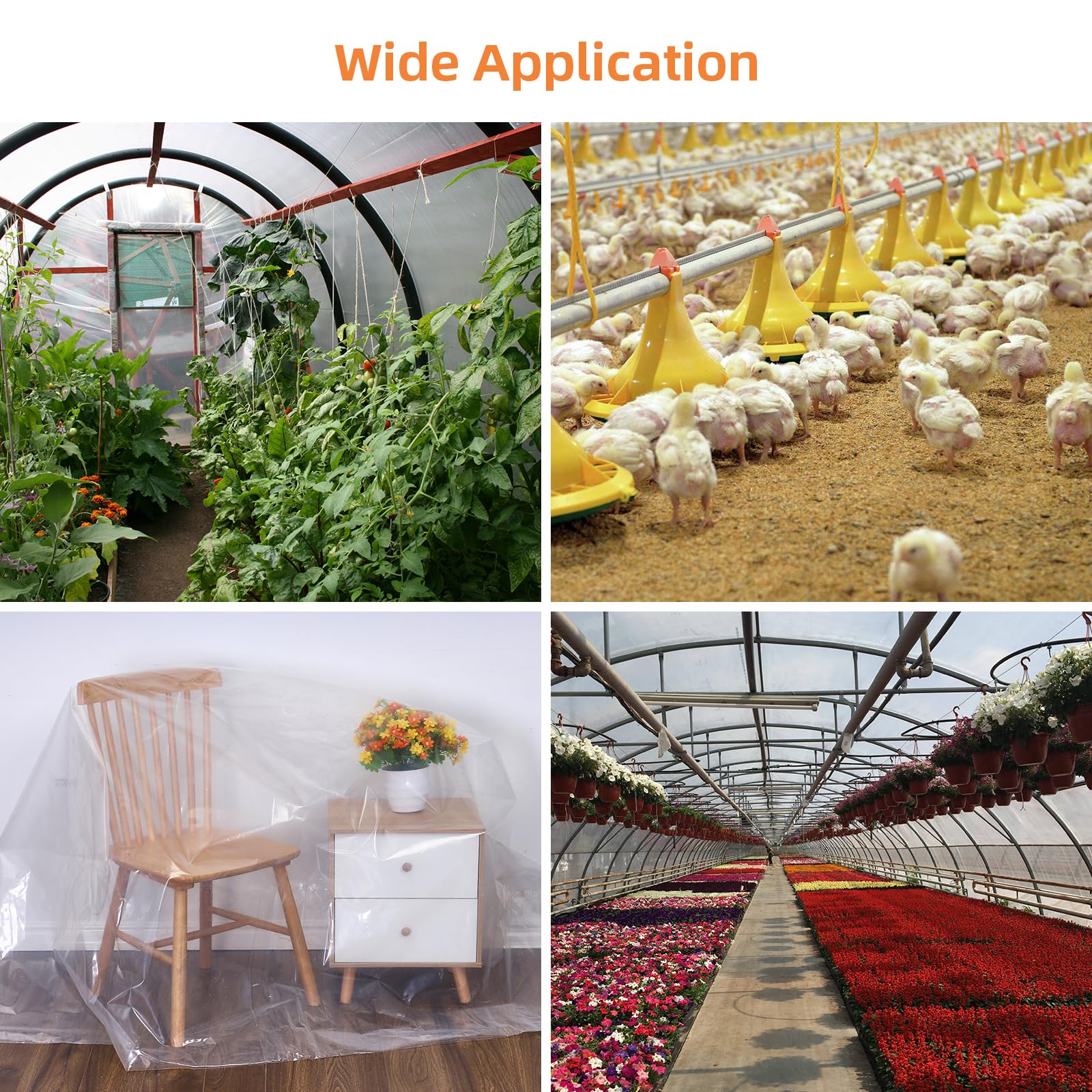 Garvee Greenhouse Plastic Sheeting Film Cover 25FT x 40FT, Polyethylene Greenhouse Film 6 Mil Heavy Duty,Plastic Sheeting UV Resistant for Farm, Garden, Windproof Frost& Dust Proof