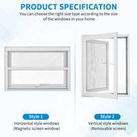 Garvee House Window 31x 40 x 4 Inch , 4 Gear Opening Position Adjustment Roof Window, 5 Mm Reinforced Glass Casement Window with Pull Down Magnetic Mesh, Sliding Window for House