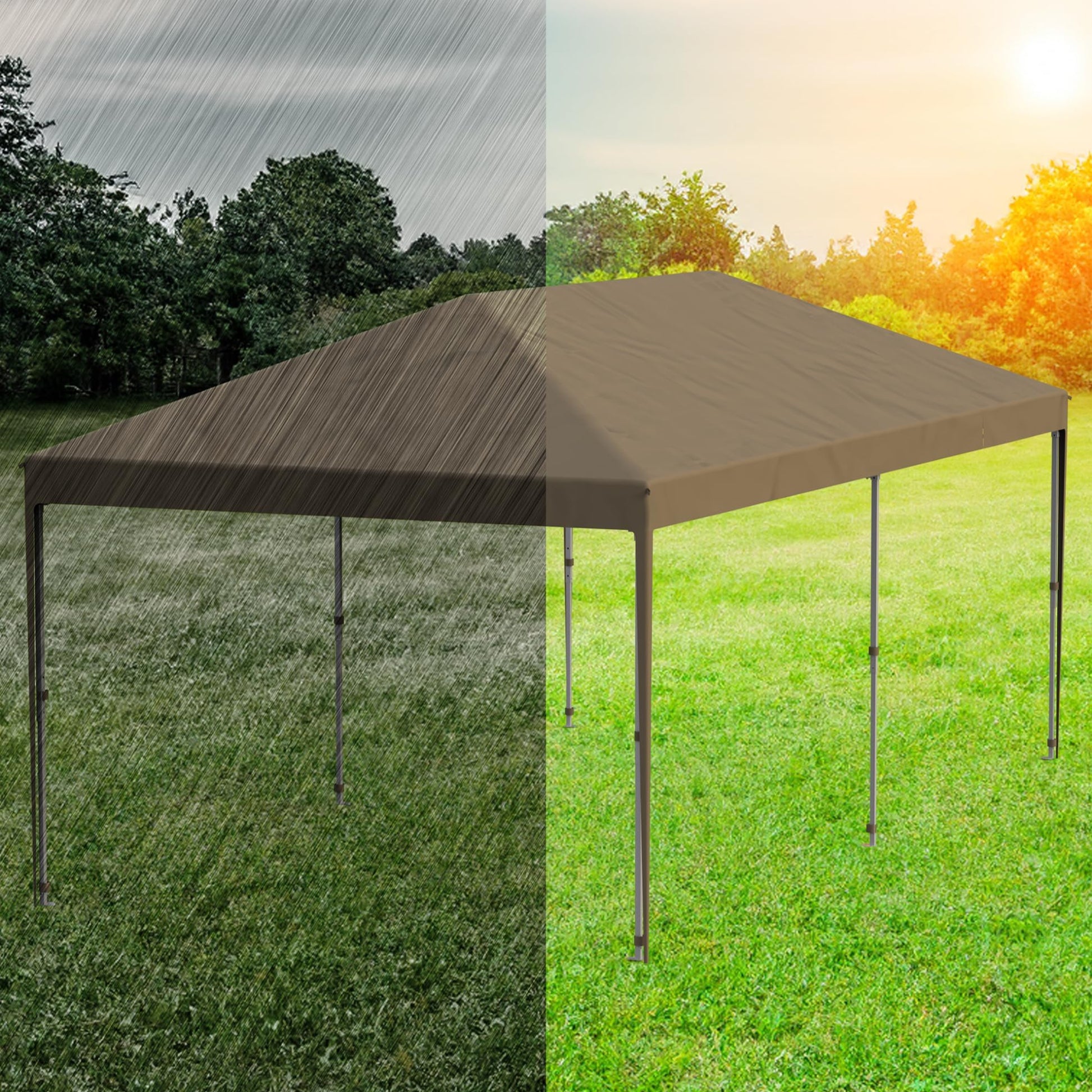 Garvee 10' X 20' Pop-Up Canopy Tent with 210D Oxford Fabric - Portable Instant Commercial Canopy Includes 4 Sidewalls, 12 Stakes, and 6 Sandbags for Farmers Markets, Weddings, and Camping, Khaki