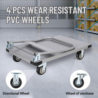 Garvee Platform Truck Cart 2000 LBS Load Capacity, Foldable Steel Hand Push Dolly with 6" TPR Brake Wheels, Heavy Duty Flatbed Hand Cart 36" x 24" for Loading and Moving, Home Office Warehouse