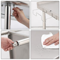 GARVEE 48"L x 24"W x 35"H Stainless Steel Work Table - Heavy-Duty Prep Table with Undershelf, Backsplash, and Garbage Rack for Kitchen and Commercial Use