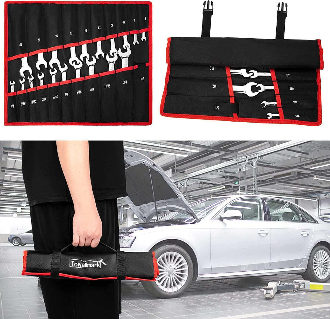 Garvee 20-Piece Ratcheting Combination Wrench Set, Fixed Head &72 Teeth, SAE 1/4-3/4"& Metric 6-19mm, Chrome Vanadium Steel with Storage Bag - 20-Piece Fixed Head SAE/Metric