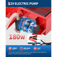 Garvee Low Profile Oil Drain Pan 25-Gallon with 180W 12V Electric Pump, Carbon Steel, Folding Handle & 8FT Hose for Cars, SUVs, Trucks