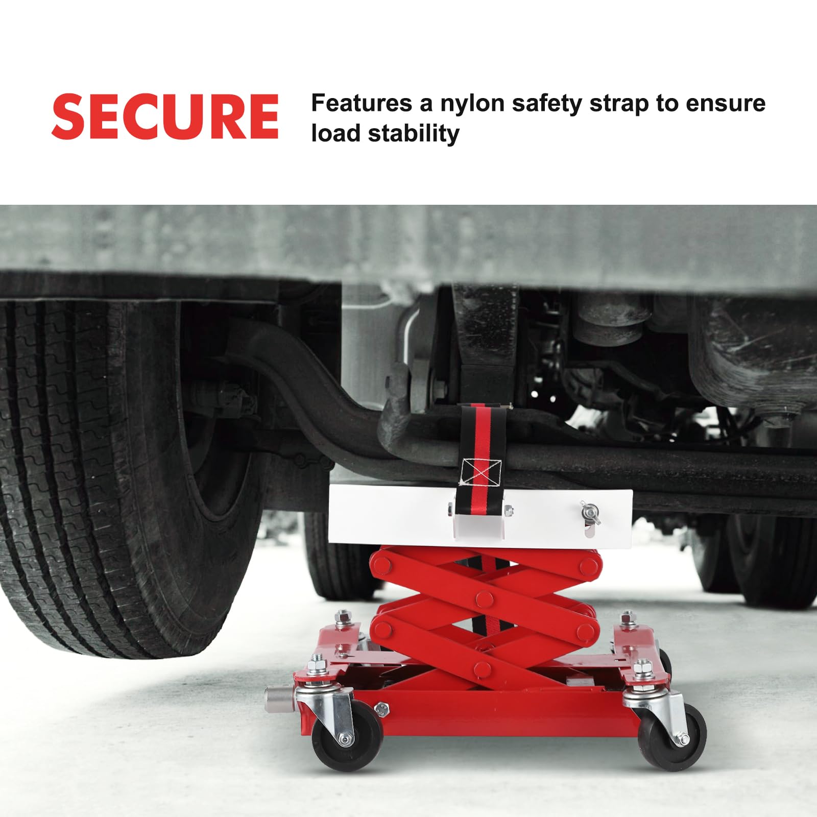 Garvee 450lbs Auto Repair Lifting Jack - Heavy-Duty Transmission Jack with  7.8-23 Inch Adjustable Heightand Wide Base for Vehicle Maintenance, Red