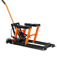 Garvee Hydraulic Motorcycle Lift Jack, 1500 Lbs Capacity Scissor Lift Jack with 4 Wheels and Handle, Portable Foot-Operated Hoist Stand Motorcycle Lift Table for ATV, Motorcycle, UTV, Powersports