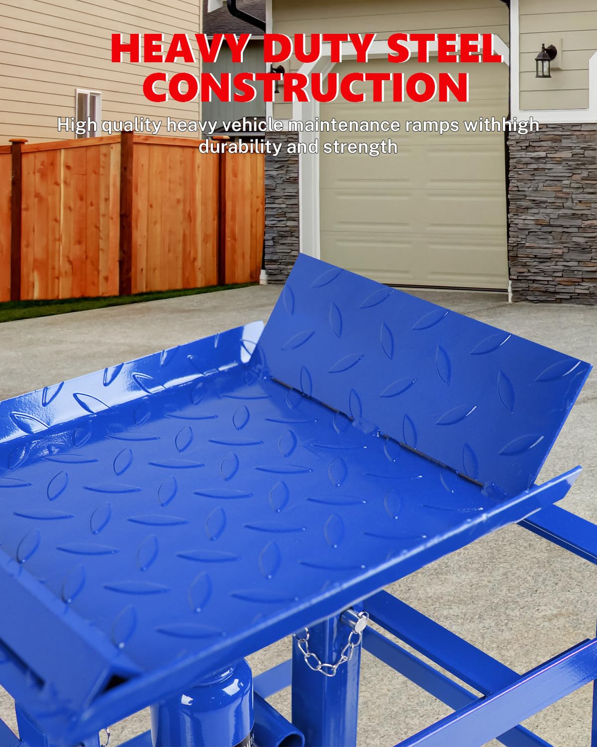 Garvee Hydraulic Car Ramps - 5T/11,000 lbs Heavy-Duty Steel, Adjustable Height 9.3"-14", Low-Profile, Anti-Slip Design for Garage Repair, 2 Pack, Blue
