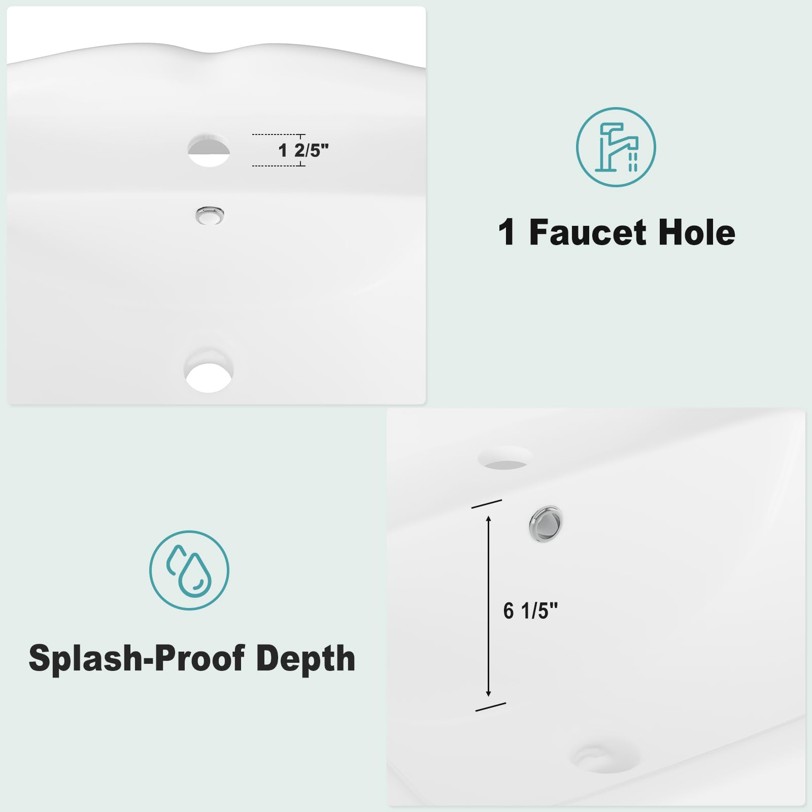 Garvee Vintage Bathroom Pedestal Sink, 19"L x 23" W Retro White Bathroom Sink With Overflow Hole, Freestanding Ceramic Sink With Single Hole