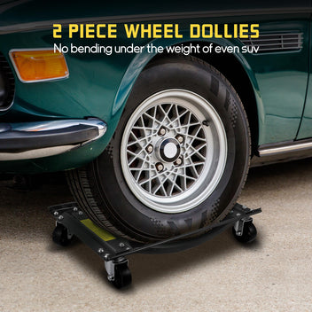 Garvee Heavy-Duty Car Dolly Set of 2 - 10000 lbs Capacity with 3.5" Steel Wheels, 24"x15" Universal Fit Vehicle Dollies for SUVs, Trucks & Fleet Vehicles, Steel Construction w/Side Rails & 4 Swivel Casters, Black
